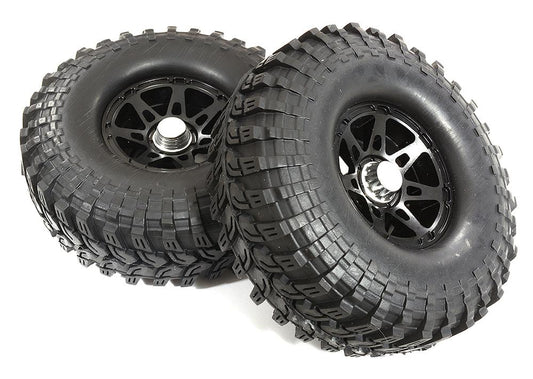 Billet Machined B9 Spoke 1.9 Wheel & Tire Set (2) for Scale Crawler (O.D.=113mm) C26384BLACK