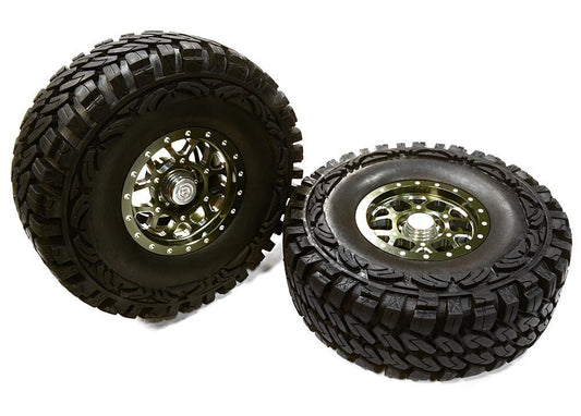 Billet Machined B9 Spoke 1.9 Wheel & Tire Set (2) for Scale Crawler (O.D.=113mm) C26384GUN