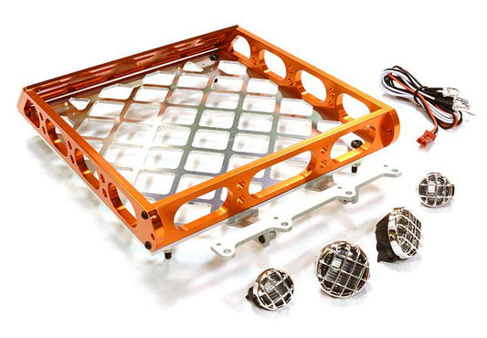 Realistic 1/10 Scale Alloy Luggage Tray 167x134x29mm with 4 LED Spot Light Set C26596ORANGE