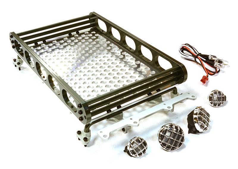 Realistic 1/10 Scale Alloy Luggage Tray 188x110x38mm with 4 LED Spot Light Set C26610GUN