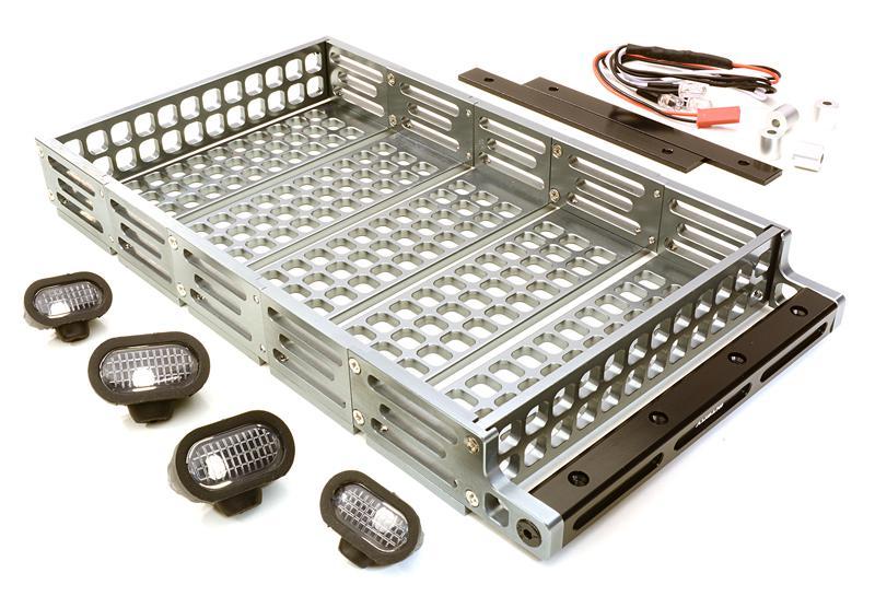 Realistic 1/10 Scale Alloy Luggage Tray 192x107x24mm with 4 LED Spot Light Set C26768GUN