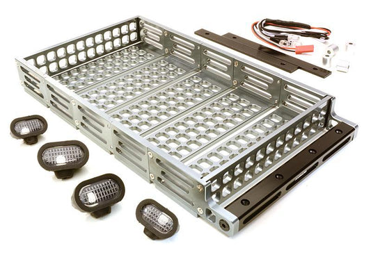 Realistic 1/10 Scale Alloy Luggage Tray 192x107x24mm with 4 LED Spot Light Set C26768GUN