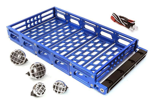 Realistic 1/10 Scale Alloy Luggage Tray 192x106x24mm with 4 LED Spot Light Set C26900BLUE