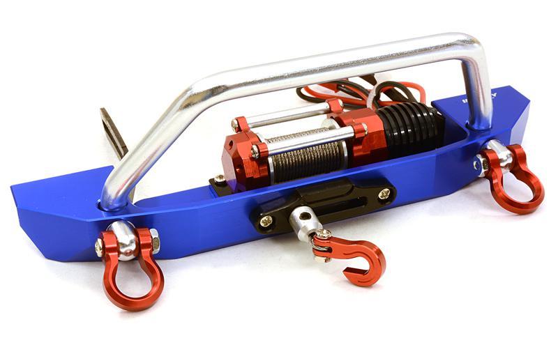 Realistic High Torque Winch w/ Scale Front Bumper for Axial 1/10 SCX10 II C26990BLUE