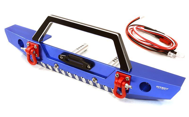 Realistic Alloy Machined Scale Front Bumper w/LED Lights for Axial 1/10 SCX10 II C26992BLUE