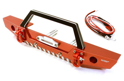 Realistic Alloy Machined Scale Front Bumper w/LED Lights for Axial 1/10 SCX10 II C26992RED