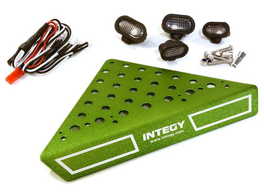 Roof Top Alloy Armor Protection Plate w/ Lights for 1/10 Scale Crawler (W=148mm) C27027GREEN