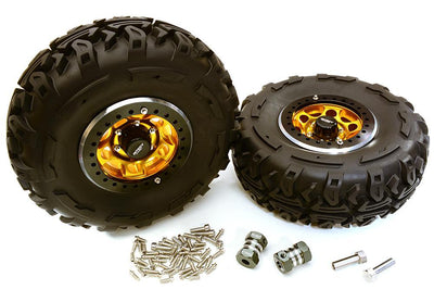 2.2x1.5-in. High Mass Wheel, Tires & 14mm Offset Hubs for 1/10 Crawler OD=128mm C27037GOLD