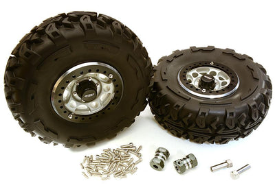 2.2x1.5-in. High Mass Wheel, Tires & 14mm Offset Hubs for 1/10 Crawler OD=128mm C27037HARD