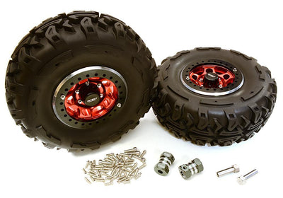 2.2x1.5-in. High Mass Wheel, Tires & 14mm Offset Hubs for 1/10 Crawler OD=128mm C27037RED