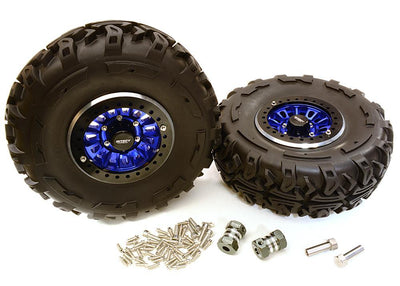2.2x1.5-in. High Mass Alloy Wheel, Tires & 14mm Offset Hubs for 1/10 Crawler C27039BLUE