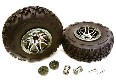 2.2x1.75-in. High Mass Wheel, Tires & 14mm Offset Hubs for 1/10 Crawler OD=128mm C27040GUN