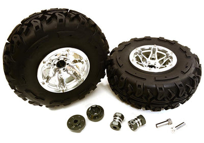 2.2x1.75-in. High Mass Wheel, Tires & 14mm Offset Hubs for 1/10 Crawler OD=128mm C27040SILVER