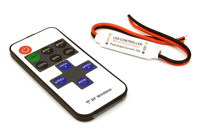 5-24VDC, 12A Inline LED Multifunction RF Wireless Controller w/ 11-key Remote C27281