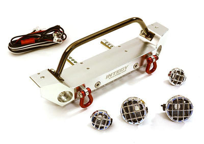 Realistic Alloy Machined Scale Front Bumper w/LED Lights for Axial 1/10 SCX10 II C27655SILVER
