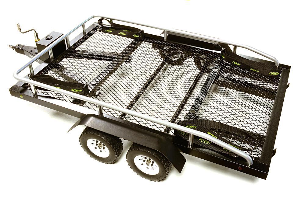 Machined Alloy Flatbed Dual Axle Car Trailer Kit for 1/10 Scale RC 640x370x110mm C27734BLACK