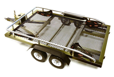 Machined Alloy Flatbed Dual Axle Car Trailer Kit for 1/10 Scale RC 640x370x110mm C27734GUN