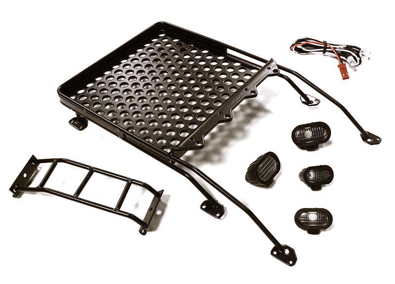 Realistic Alloy Luggage Tray w/LED Spot Lights for 1/10 FJ Cruiser (HPI, Tamiya) C28122BLACK