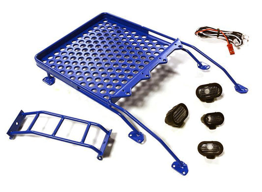 Realistic Alloy Luggage Tray w/LED Spot Lights for 1/10 FJ Cruiser (HPI, Tamiya) C28122BLUE