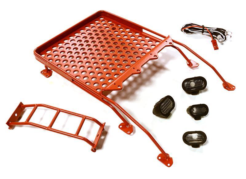 Realistic Alloy Luggage Tray w/LED Spot Lights for 1/10 FJ Cruiser (HPI, Tamiya) C28122RED