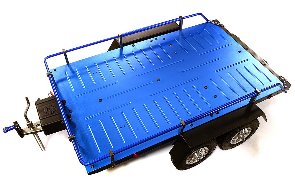 Machined Alloy Flatbed Dual Axle Car Trailer Kit for 1/10 Scale RC 515x316x120mm C29006BLUE