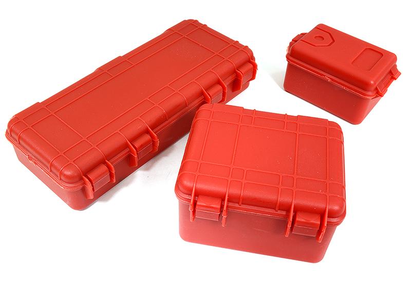 Realistic Luggage Carrying Hard Case 3-Piece Set for 1/10 RC Scale Crawler C29067RED