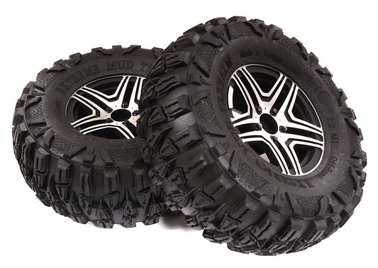 2.2x1.75-in. Alloy Wheels & Tires(2) for TRX-4, SCX10 II & III Crawlers OD=122mm C29458