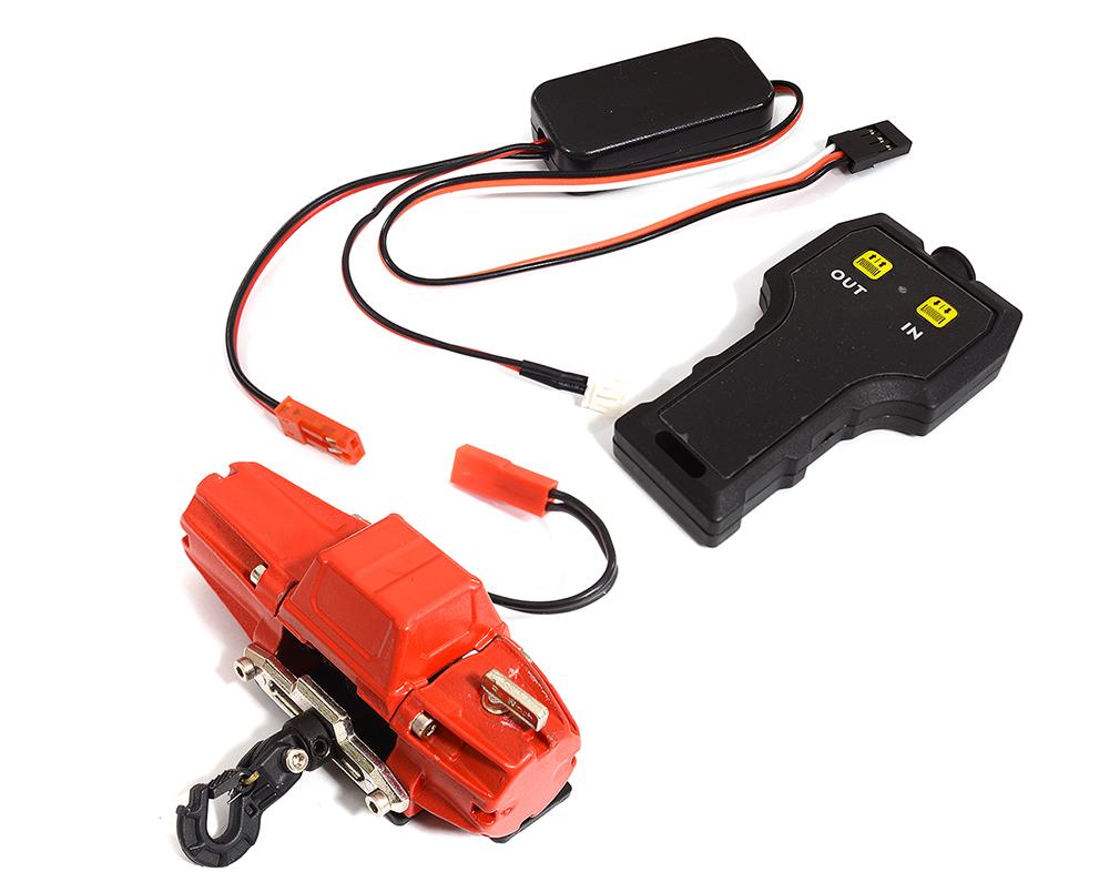 Realistic Heavy-Duty High Torque Winch w/ Remote Control for 1/10 Scale Crawler C30699RED