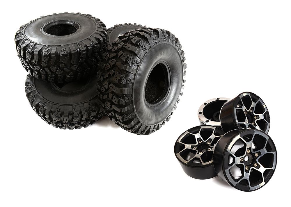 Billet Alloy 5Y Spoke 1.9 Wheel & Tire (4) for Scale Crawler (O.D.=122mm) C30709