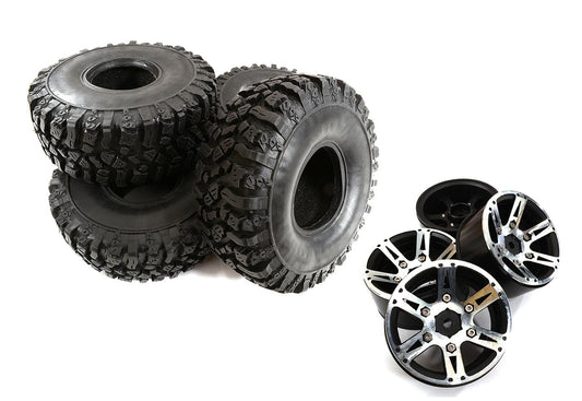 Billet Alloy 6 Spoke 1.9 Wheel & Tire (4) for Scale Crawler (O.D.=122mm) C30712