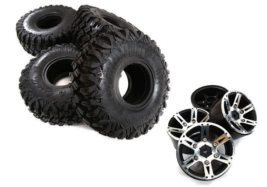 Billet Alloy 6 Spoke 1.9 Wheel & Tire (4) for Scale Crawler (O.D.=122mm) C30717