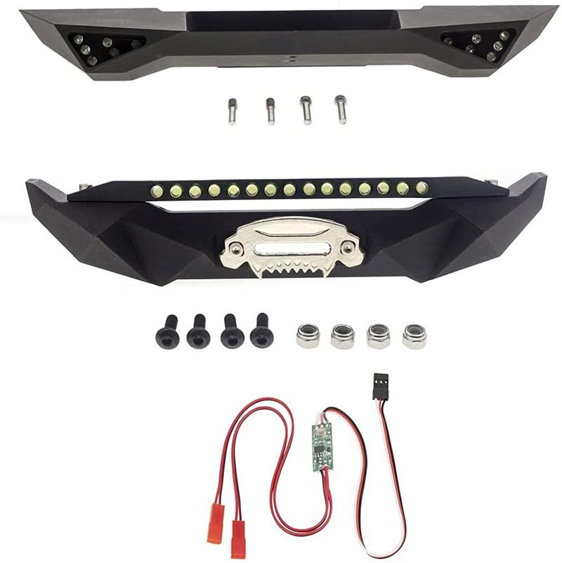 Alloy F&R Bumper w/ LED & 3rd Ch. Controller for SCX10 Trail Crawler C30989BLACK