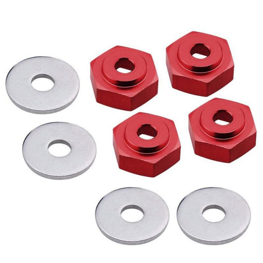12-to-17mm Conversion Alloy Hex Wheel (4) Hub +1mm Offset for 1/10 Scale RC C31087RED