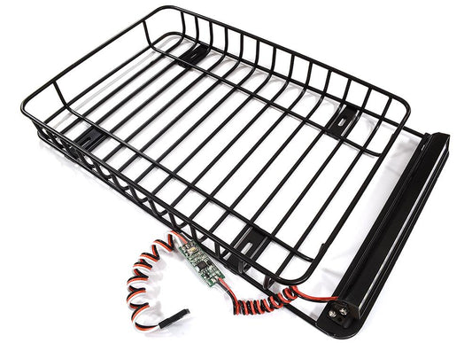 Roof Top Luggage Tray 235x145x29mm w/ LED Light Bar for 1/10 Scale Off-Road C31246BLACK