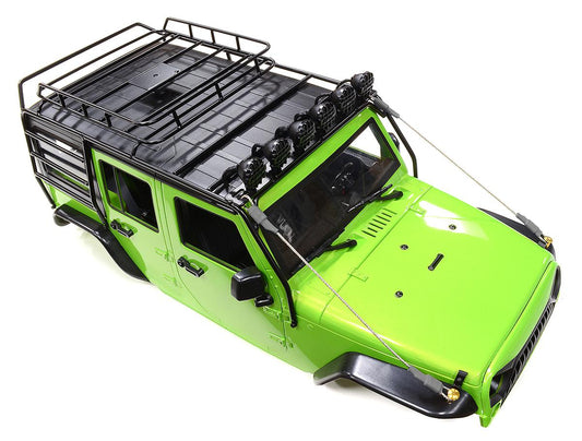 Realistic JW10-S+LED+Cage Hard Plastic Body Kit for 1/10 Scale Off-Road WB=313mm C31719GREEN