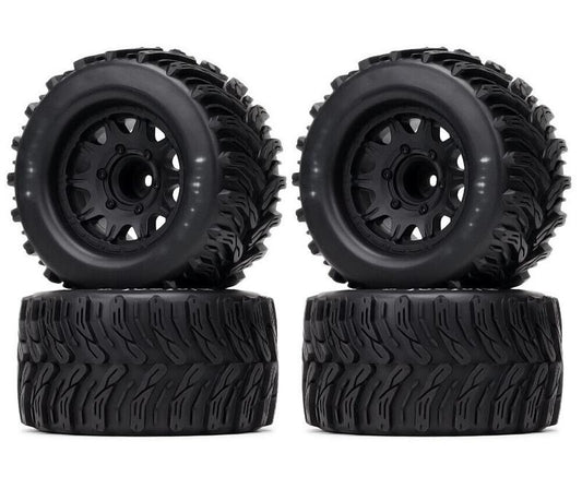 Off-Road 1/10 Size Wheel for 12mm & 14mm Hex & Tire Set (4) OD=125mm W=67mm C32370BLACK