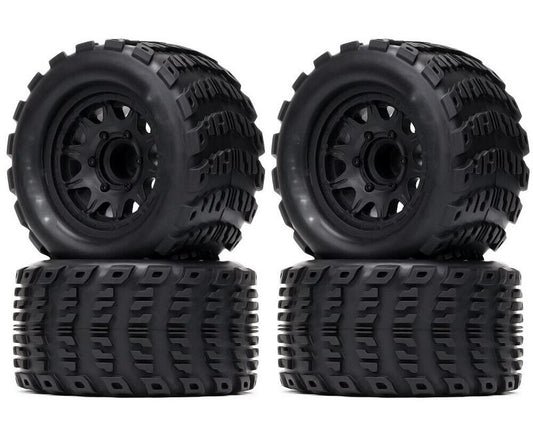 Off-Road 1/10 Size Wheel for 12mm & 14mm Hex & Tire Set (4) OD=125mm W=67mm C32371BLACK