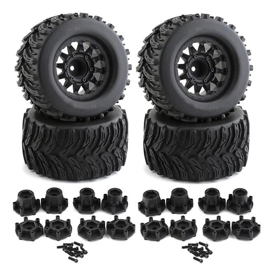 Off-Road 1/10 Size Wheel for 12mm & 14mm Hex & Tire Set (4) OD=125mm W=67mm C32377BLACK