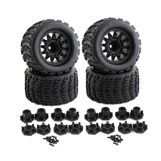 Off-Road 1/10 Size Wheel for 12mm & 14mm Hex & Tire Set (4) OD=125mm W=67mm C32378BLACK