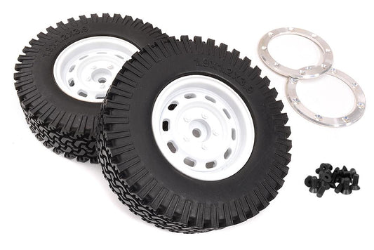 Realistic Alloy 1.9 Wheel & Tire (2) 394g Total for Scale Crawler (O.D.=97mm) C32922WHITE