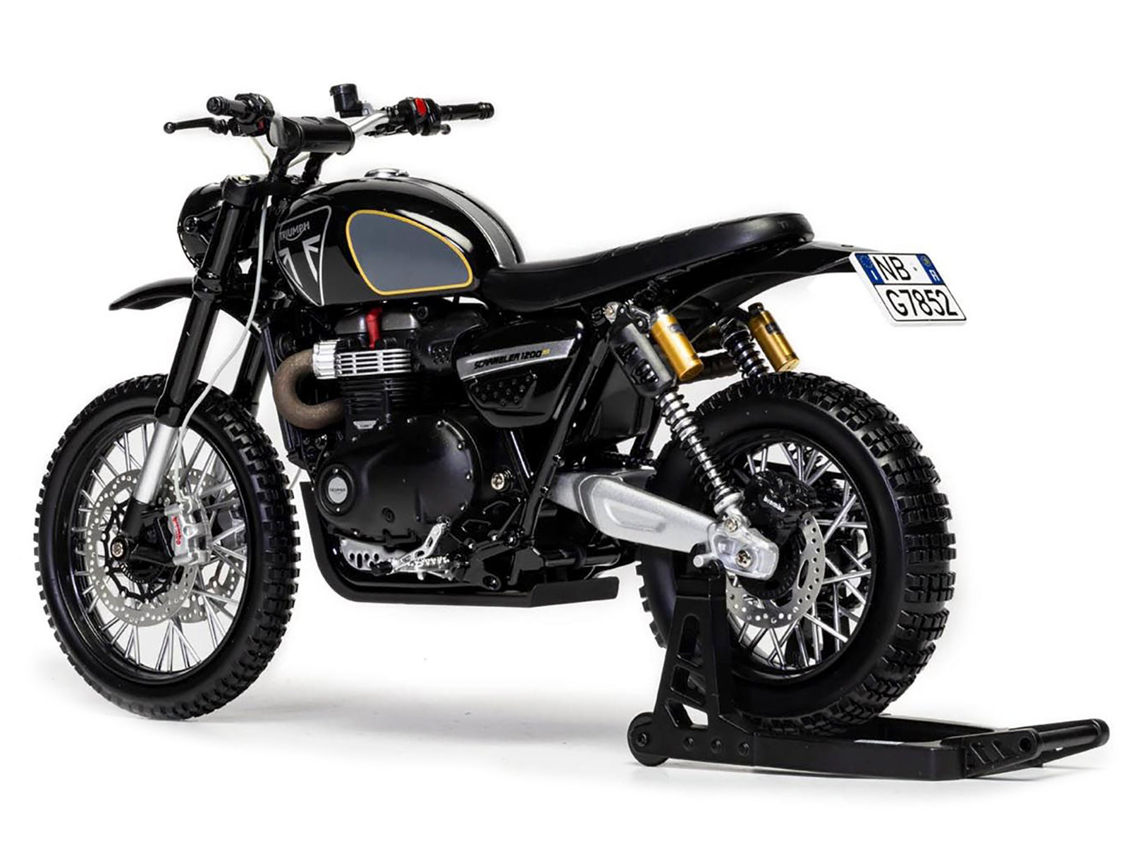 Triumph Scrambler 1200 (Matera) Motorcycle Black James Bond 007 "No Time To Die" (2021) Movie Diecast Motorcycle Model by Corgi