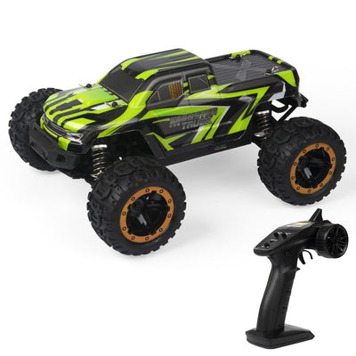 SG-1601 Brush Version 2.4G Remote Control Competitive Bigfoot Off-road Vehicle 1:16 Sturdy and Playable Four-wheel Drive Toy Car Model with LED Headlights & Head-up Wheels (Green)