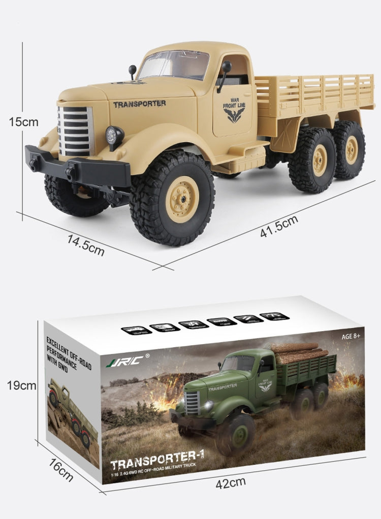 JJR/C Q60 Transporter-1 Full Body 1:16 Mini 2.4GHz RC 6WD Tracked Off-Road Military Truck Car Toy(Army Green)