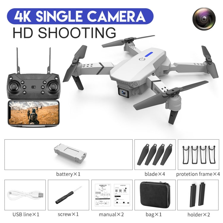 LS-E525 4K Single HD Camera Mini Foldable RC Quadcopter Drone Remote Control Aircraft(White)