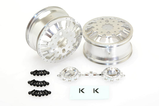 CKD0651 KG1 KD004 CNC Aluminum FRONT Dually Wheel (SILVER anodize, 2pcs, w/cap and decal, screws)