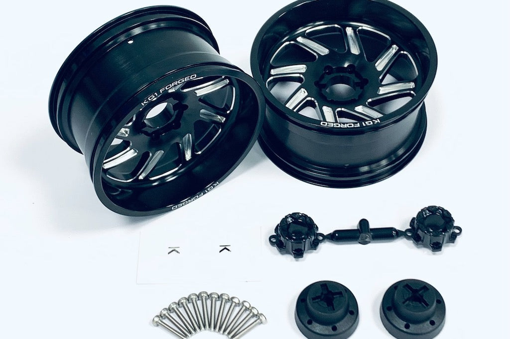 CKD0670 KG1 FORGED SPOOL KF011 BLACK CNC Aluminum Wheel (Black anodize, L/R 1pcs each, w/cap, screws, decal)