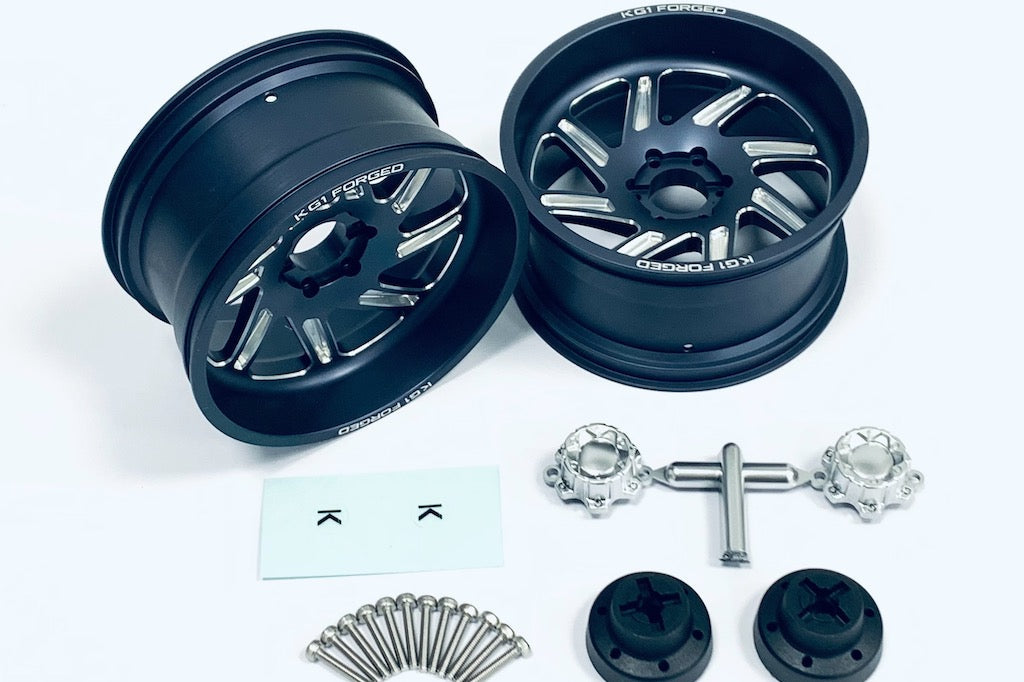 CKD0671 KG1 FORGED SPOOL KF011 CNC GUNMETAL Aluminum Wheel (GUNMETAL anodize, L/R 1 pcs each, w/cap, screws, decal)