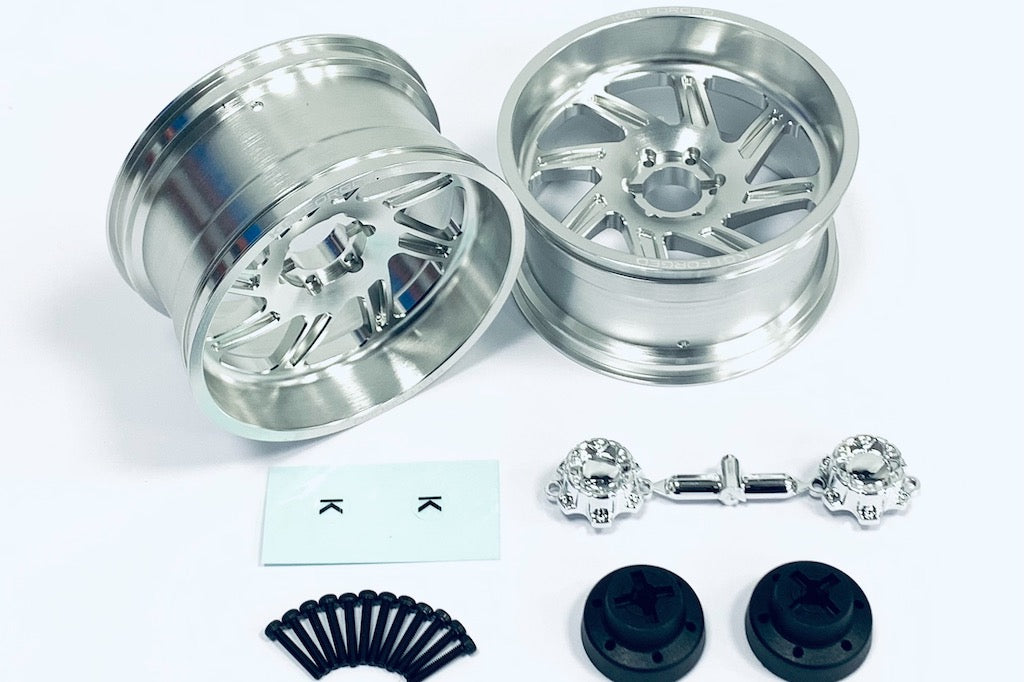 CKD0672 KG1 FORGED SPOOL KF011 CNC SILVER Aluminum Wheel (SILVER anodize, L/R 1 pcs each, w/cap, screws, decal)