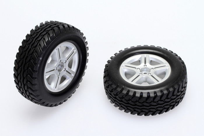 CKQ0601 Scale Tires Set w/5 spoke wheel (silver) Pair