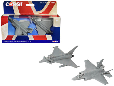Lockheed Martin F-35 Lightning II Aircraft and Eurofighter Typhoon Aircraft (Unmarked) Set of 2 Pieces "Defence of the Realm Collection" Diecast Models by Corgi